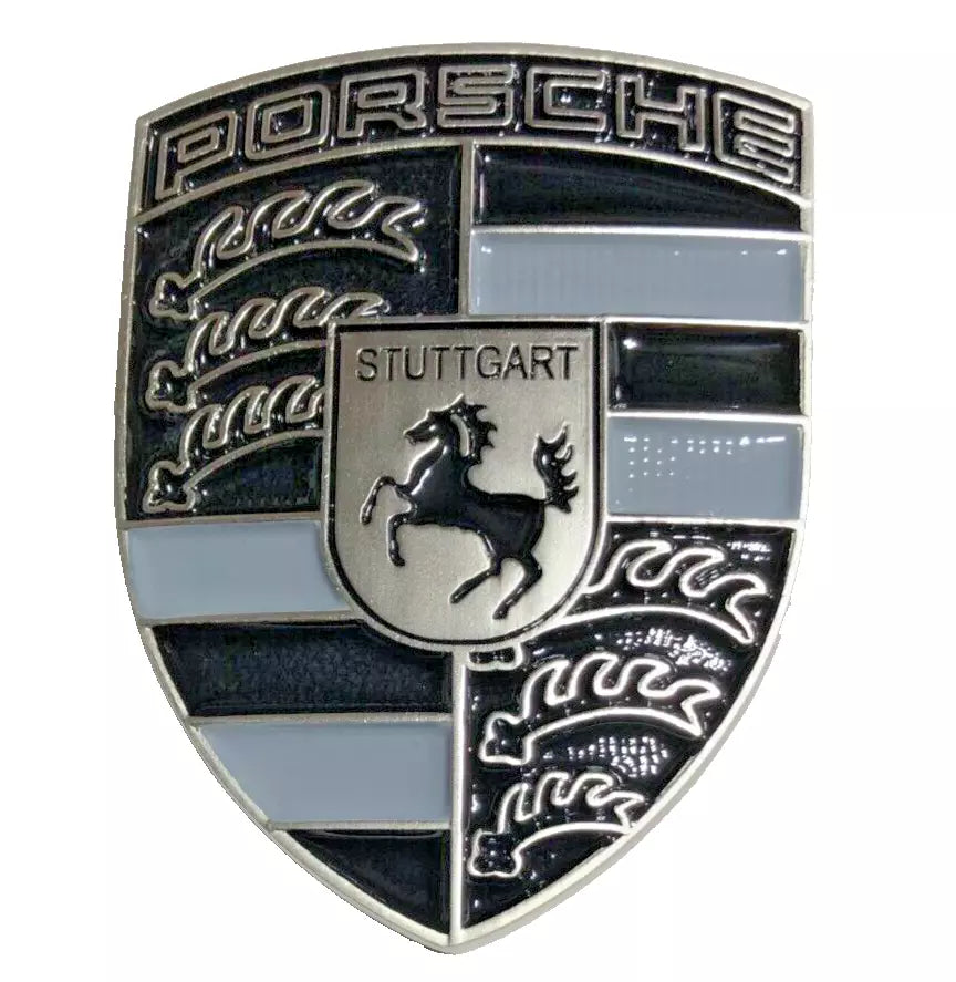 Porsche Bonnet Badge Crest Custom 1 off Exclusive Design Colours Grey