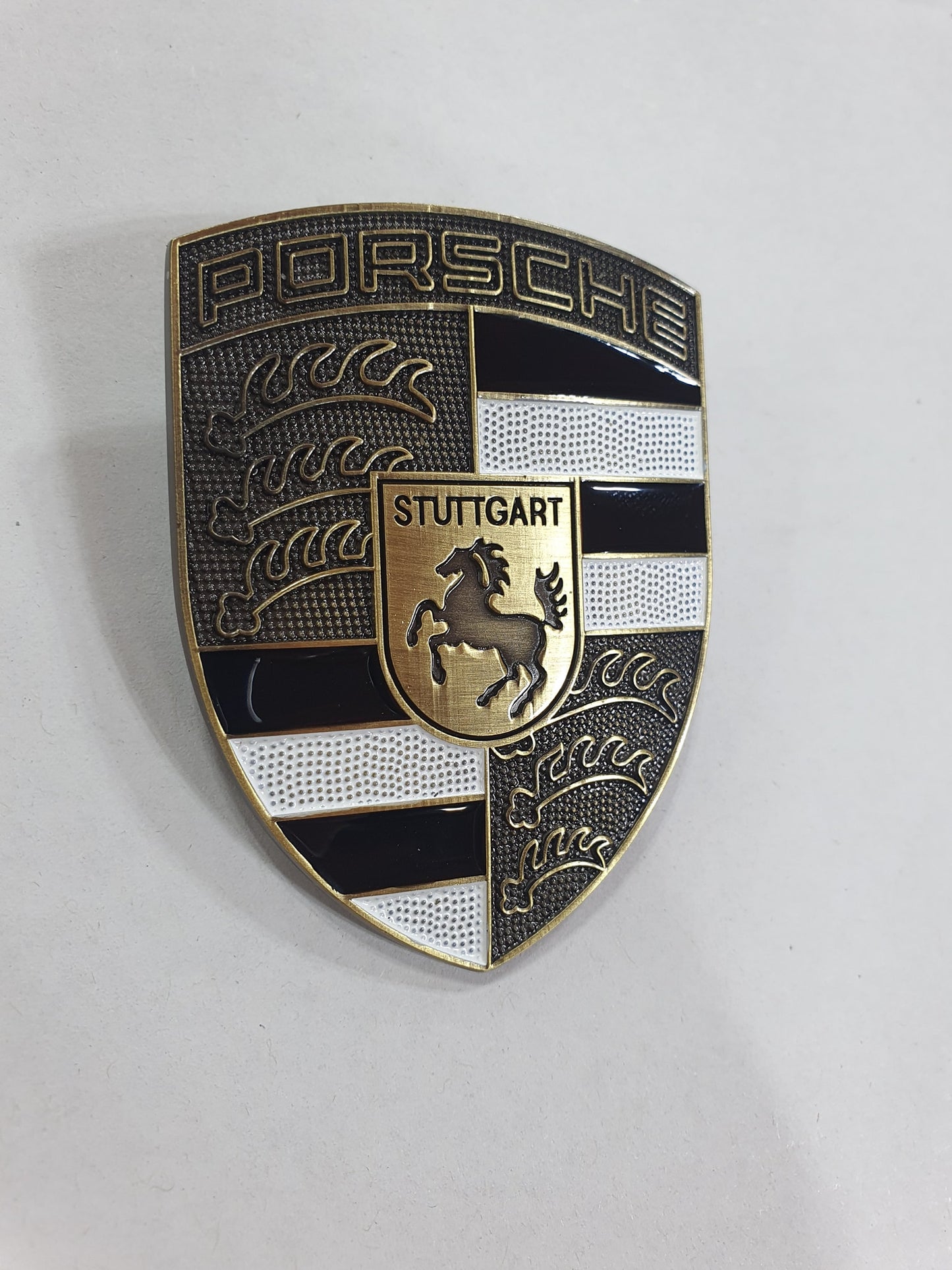 Porsche Bonnet Badge Crest Custom 1 off Exclusive Design Colours Black & White