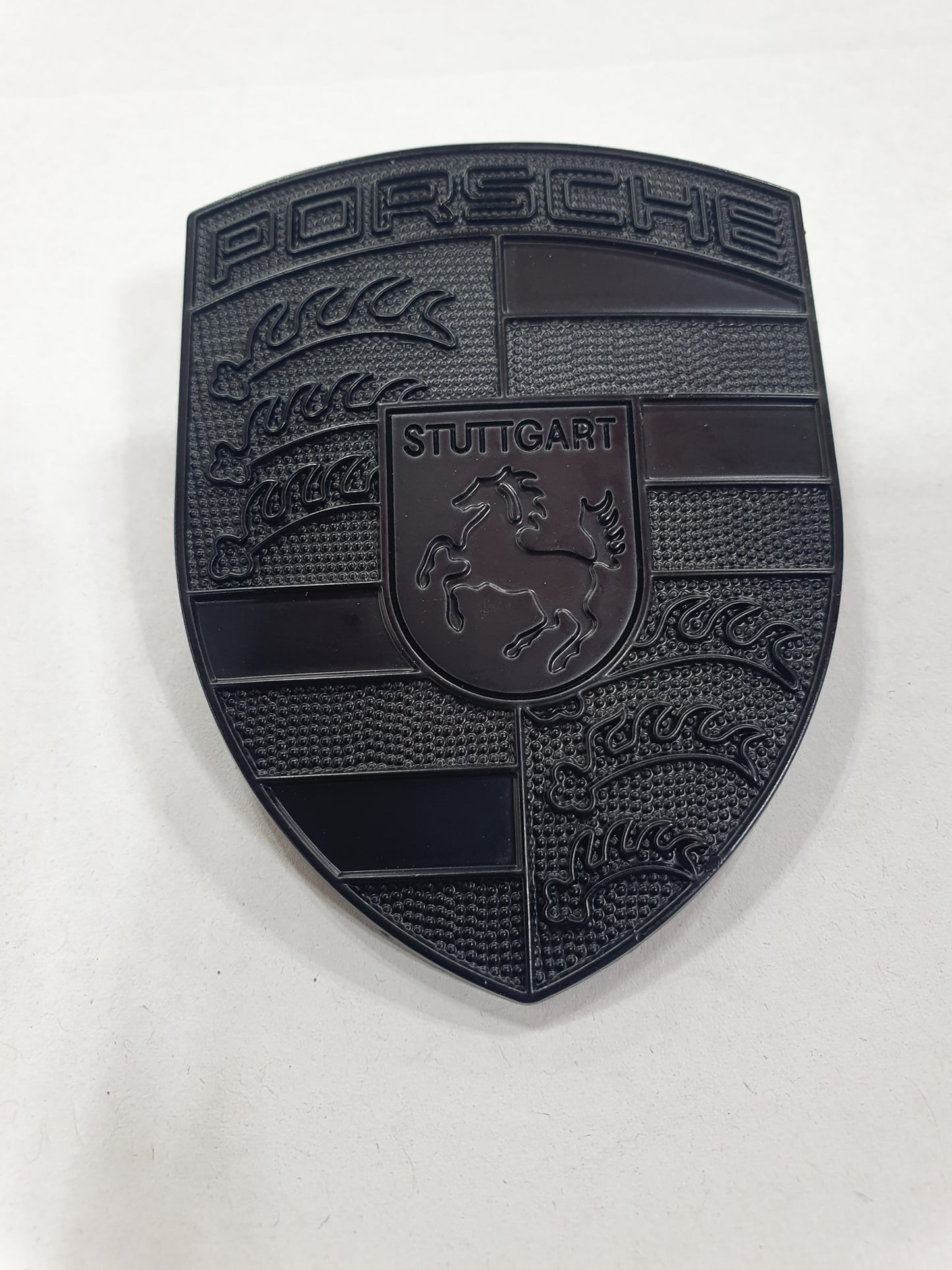 Porsche Bonnet Badge Crest Custom 1 off Exclusive Design Colours Matt Black