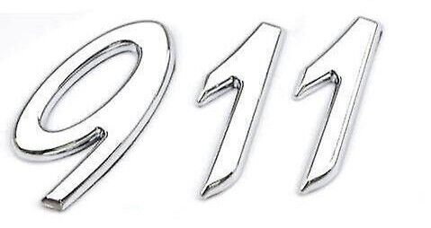 PORSCHE 911 Rear Badge Logo Decal in Chrome